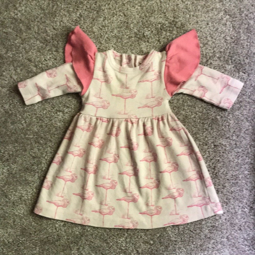 Kate Quinn Pink Flamingo Print BabyDress 3-6 months